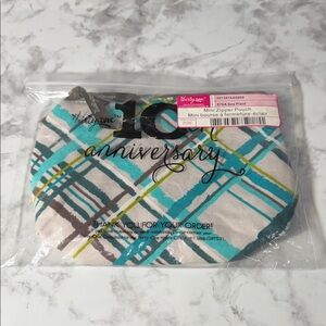 Thirty-One Anniversary Sea Plaid Mini Zipper Pouch NWT